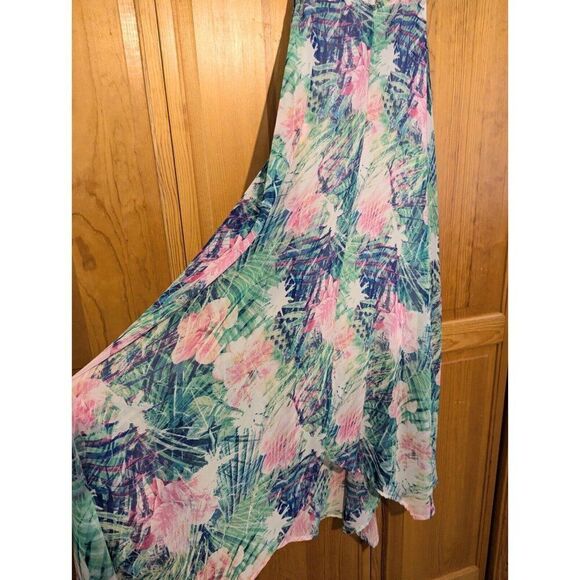 Pink & Green Trapeze Maxi Dress Small Resort - Picture 5 of 9